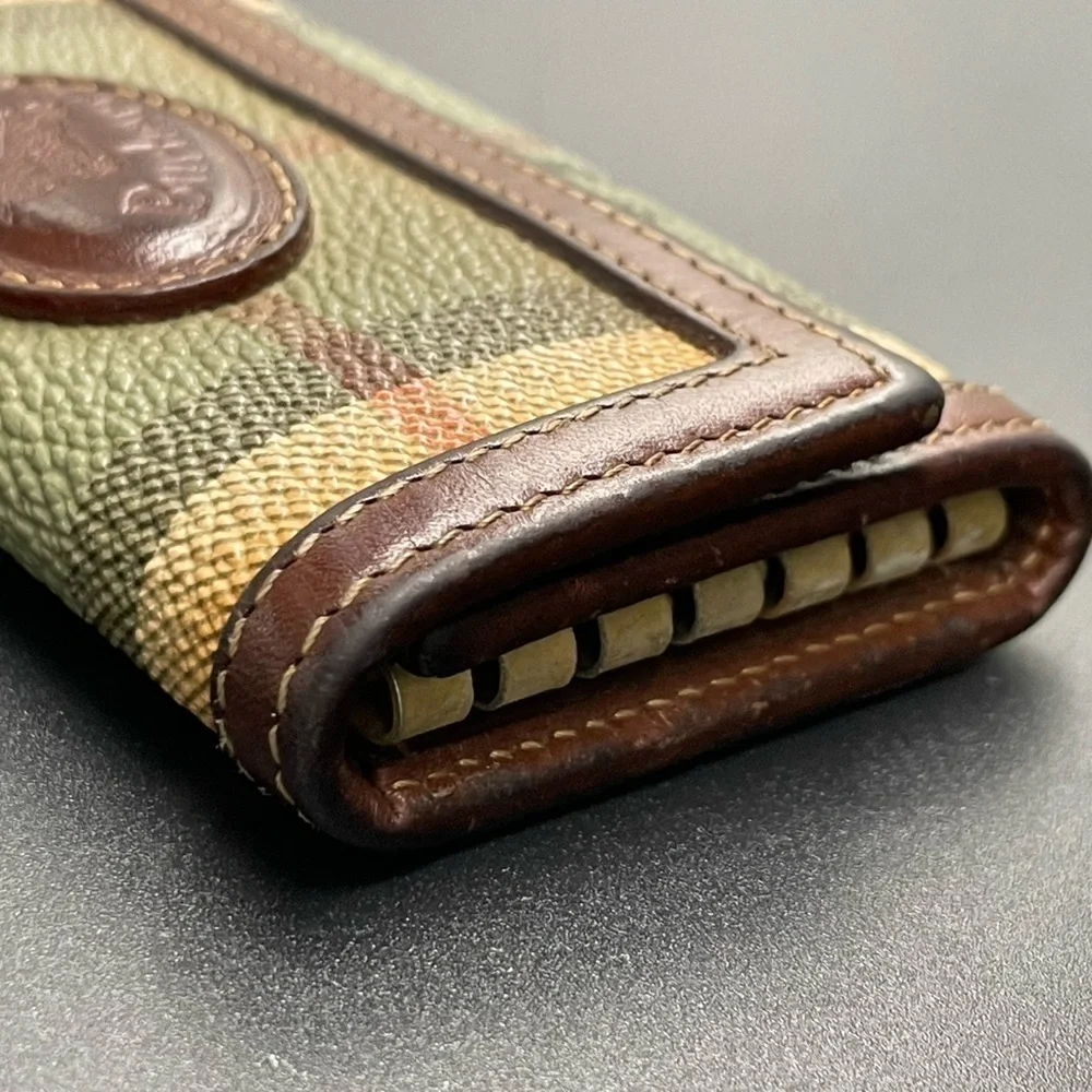 Rare Burberry Vintage Green Novacheck with Horse Pattern Key Holder
